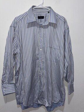 Canali Striped Blue and White Size 17.5